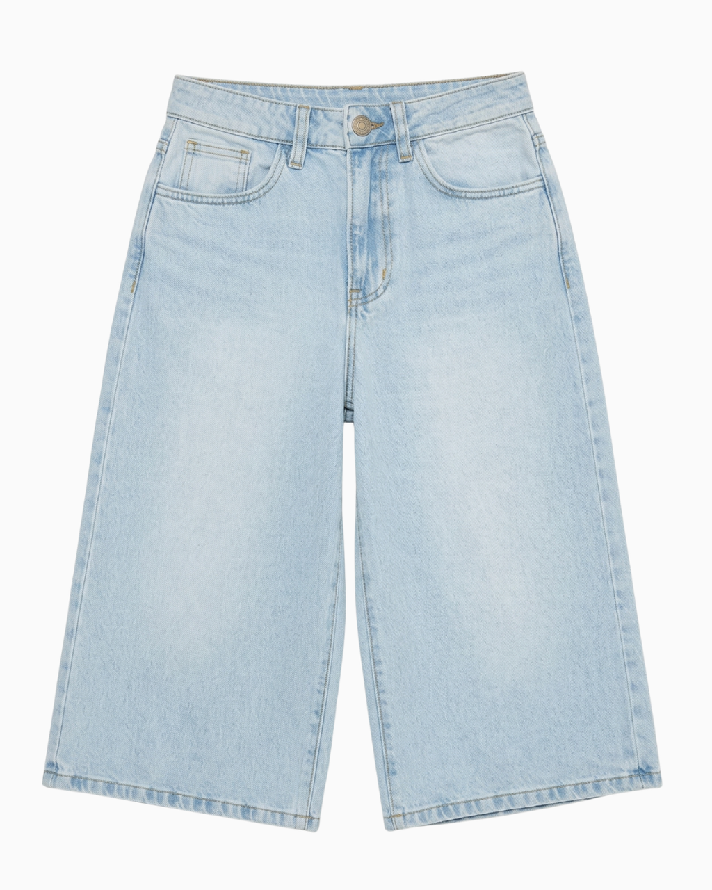 Bermuda Larga Rígida Azul Claro Tiro Alto -INN5568