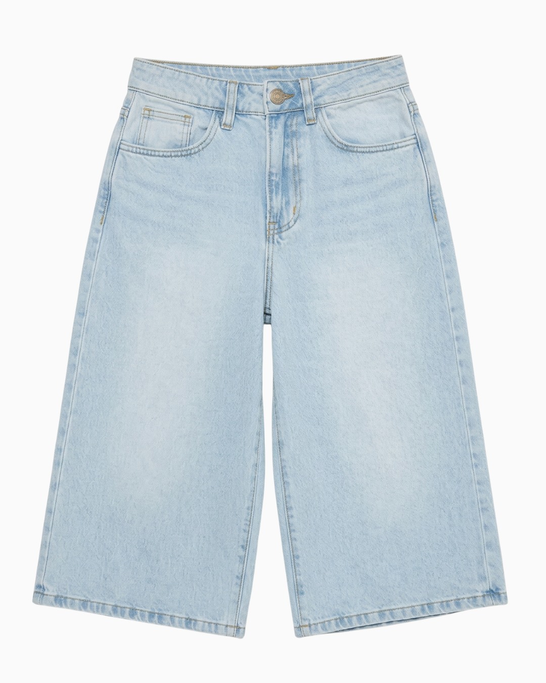 Bermuda Larga Rígida Azul Claro Tiro Alto -INN5568