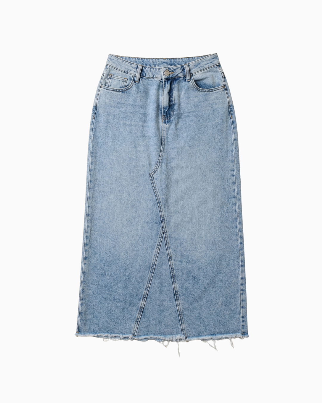 Falda Denim Rígida Tiro Alto Azul Claro -INN50139