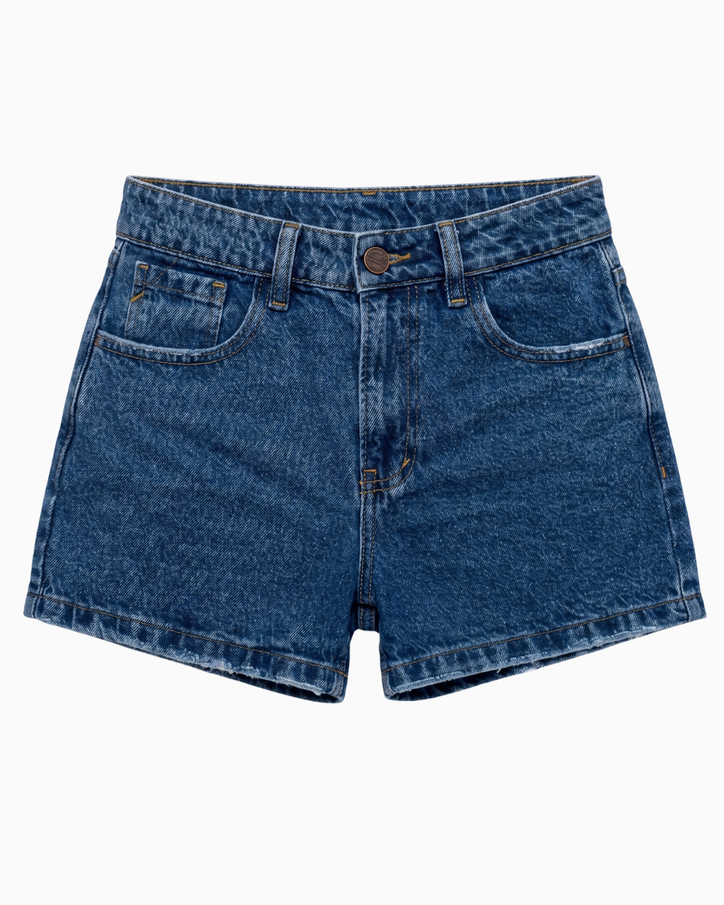 Short Rígido Tiro Alto Azul Medio Desflecado -INN3714