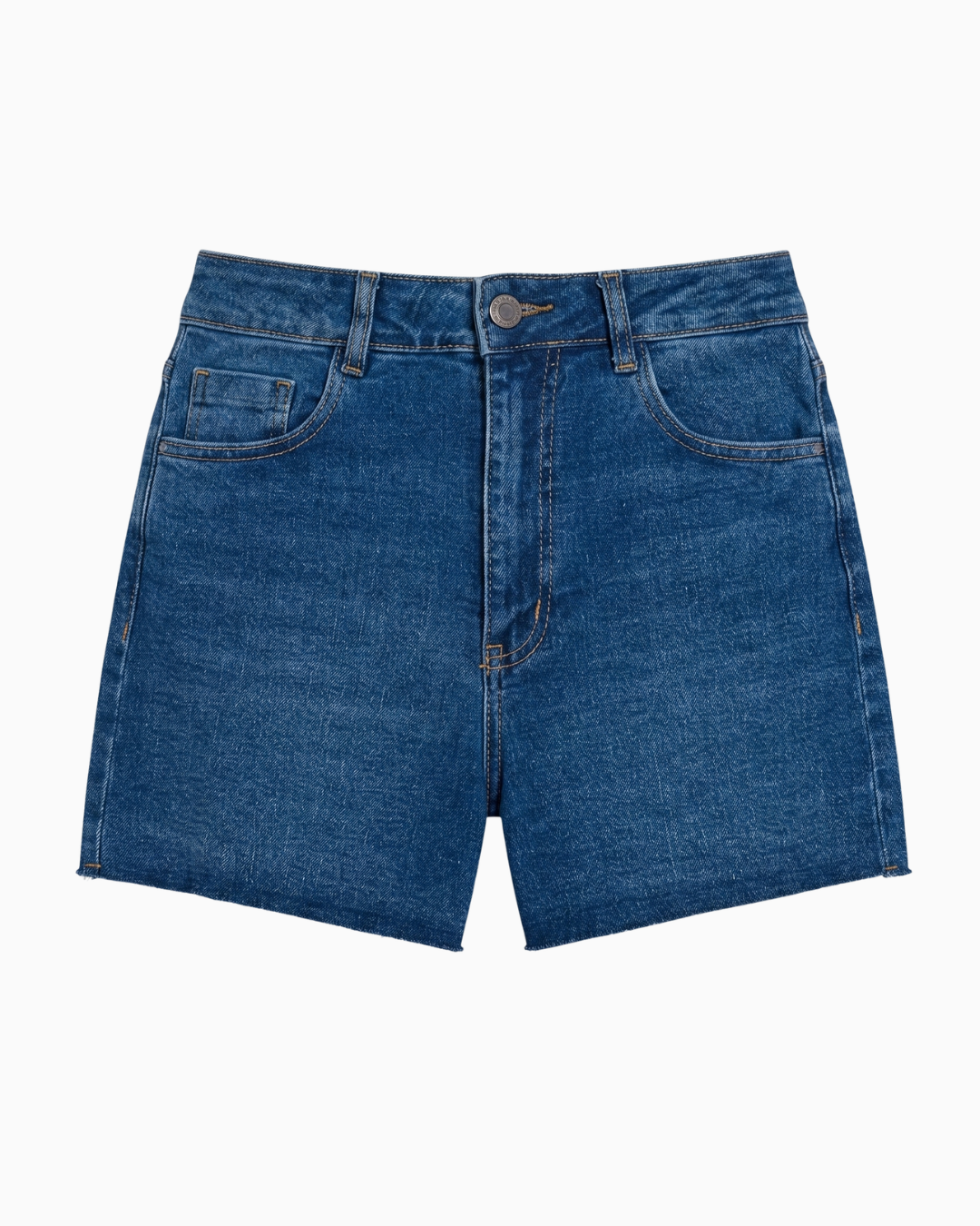 Short Stretch Tiro Alto Azul Oscuro Desflecado -SD0010