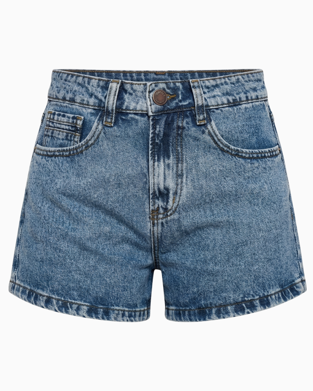 Short Rígido Tiro Alto Azul Medio Clásico -INN3687