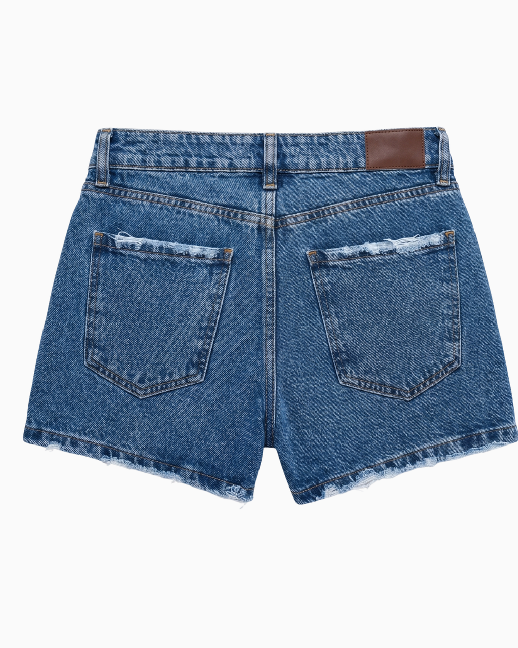Short Rígido Tiro Alto Azul Medio Desflecado -INN3714