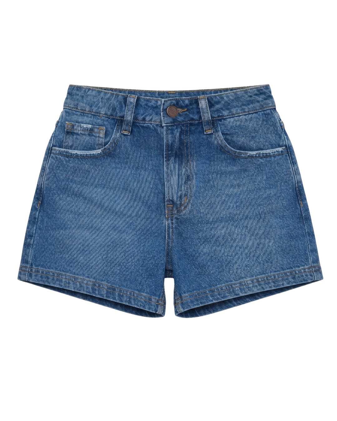 Short Denim Azul Medio Tiro Alto Clásico Bolsillos INN3735