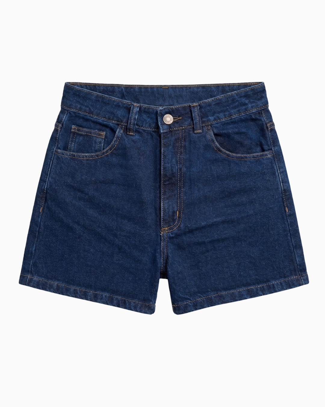 Short Denim Rígido Tiro Alto Azul Oscuro Clásico -26-4