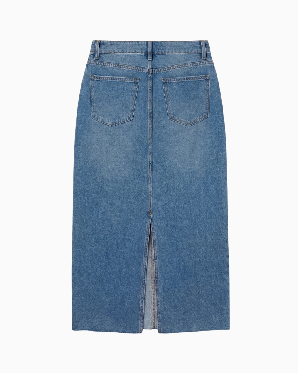 Falda Denim Tiro Alto Azul Medio Abertura -INN50145