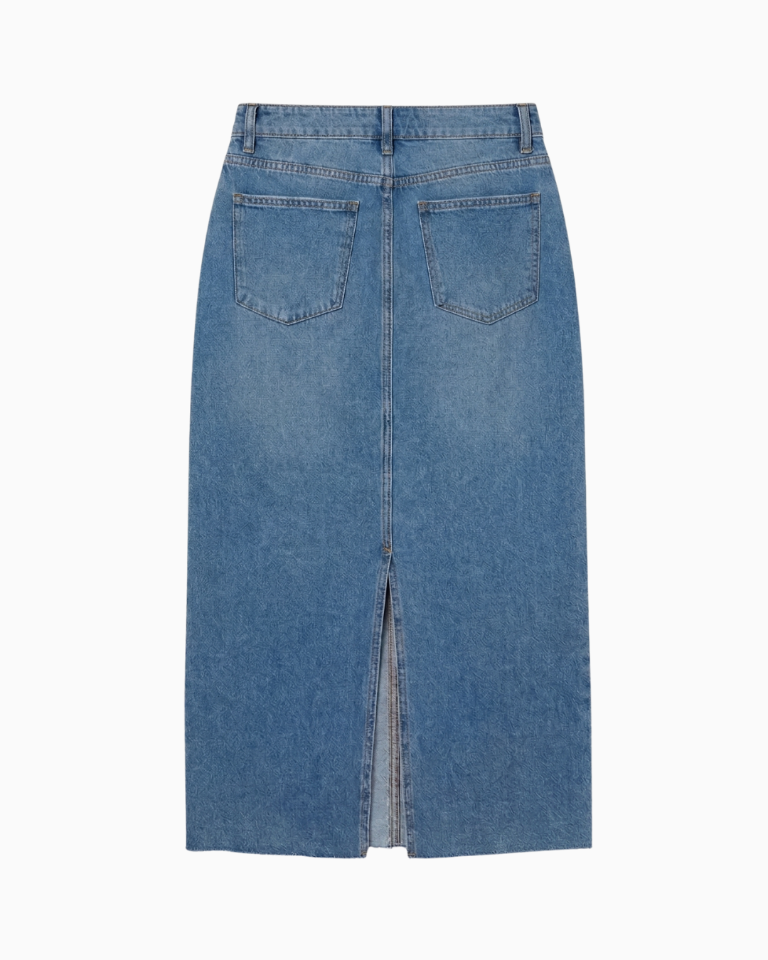 Falda Denim Tiro Alto Azul Medio Abertura -INN50145