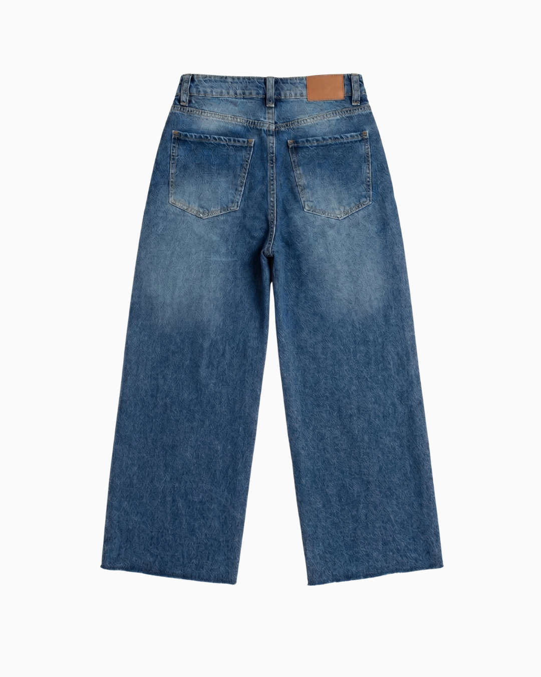 Jean Bota Recta Rígido Azul Medio Desgaste -INN8538