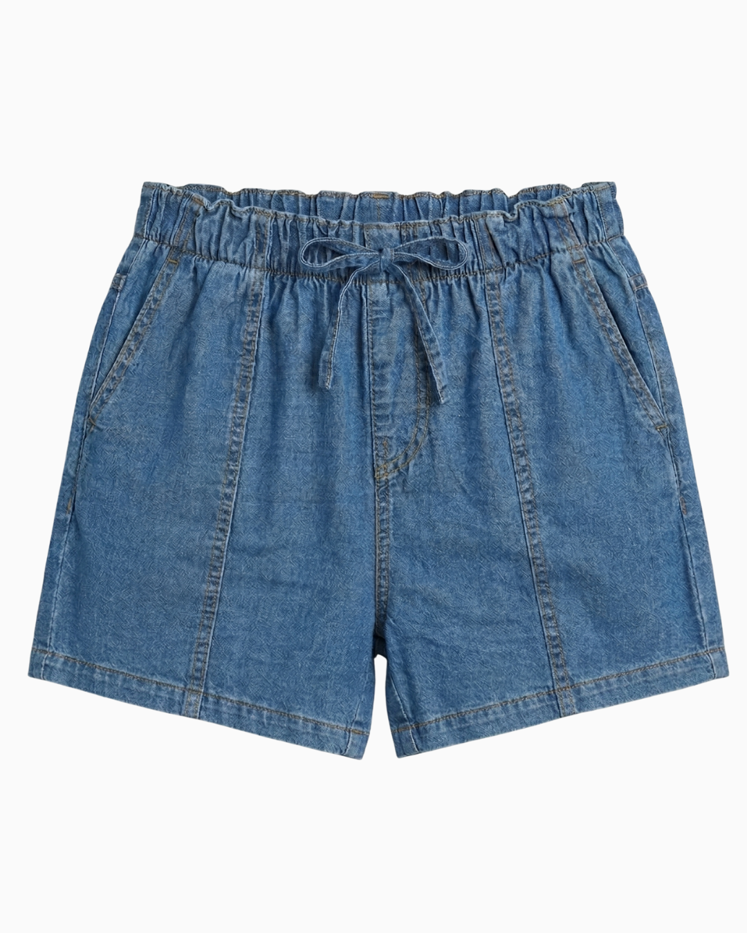 Short Tiro Alto Denim Azul Medio Cordón -DJB770