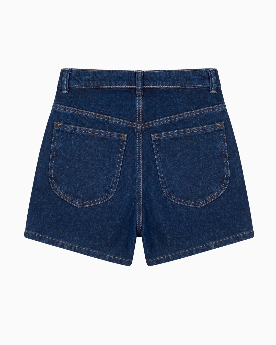 Short Denim Rígido Tiro Alto Azul Oscuro Clásico -26-4