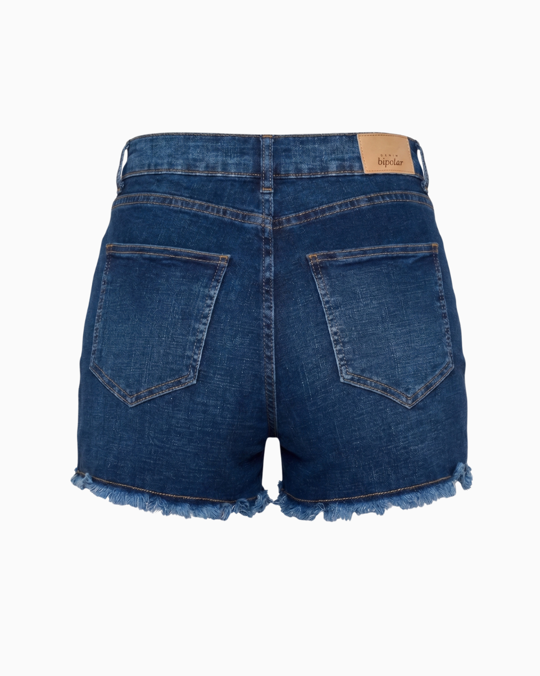 Short Stretch Tiro Alto Azul Oscuro Desflecado -SD0016