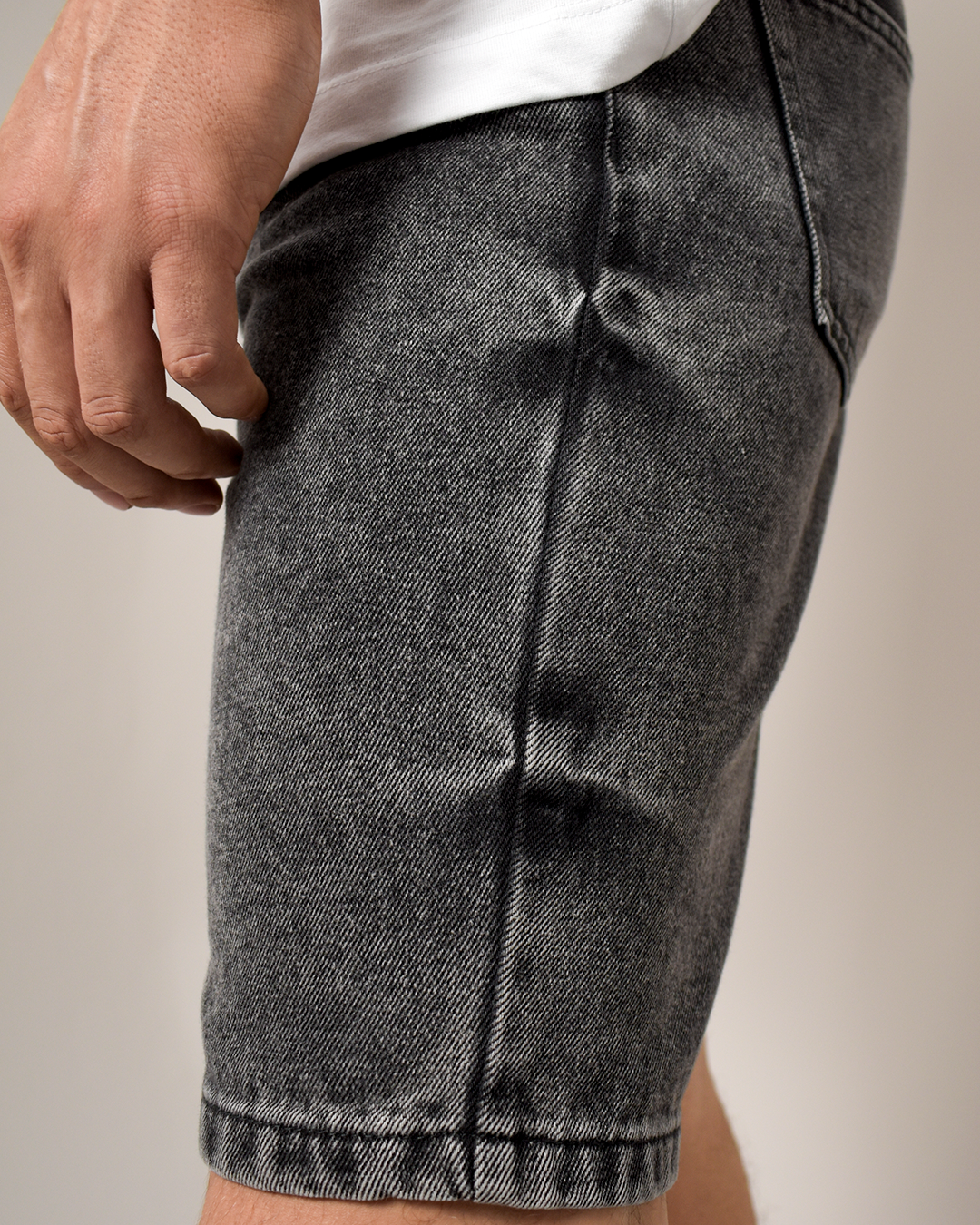 Bermuda De Caballero Rígida Negro Lavado Vintage -BC2879C