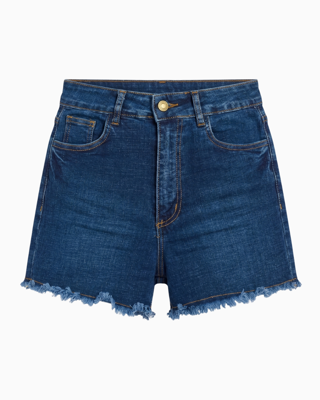 Short Stretch Tiro Alto Azul Oscuro Desflecado -SD0016