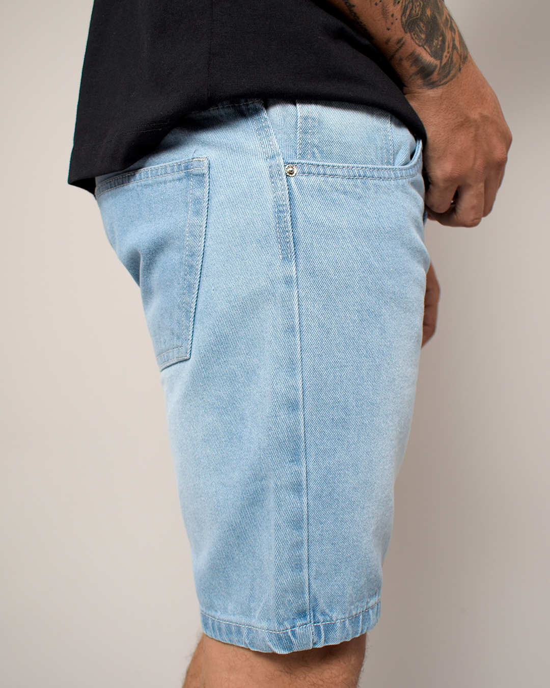 Bermuda De Caballero Rígida Azul Claro Lavado -DJB016