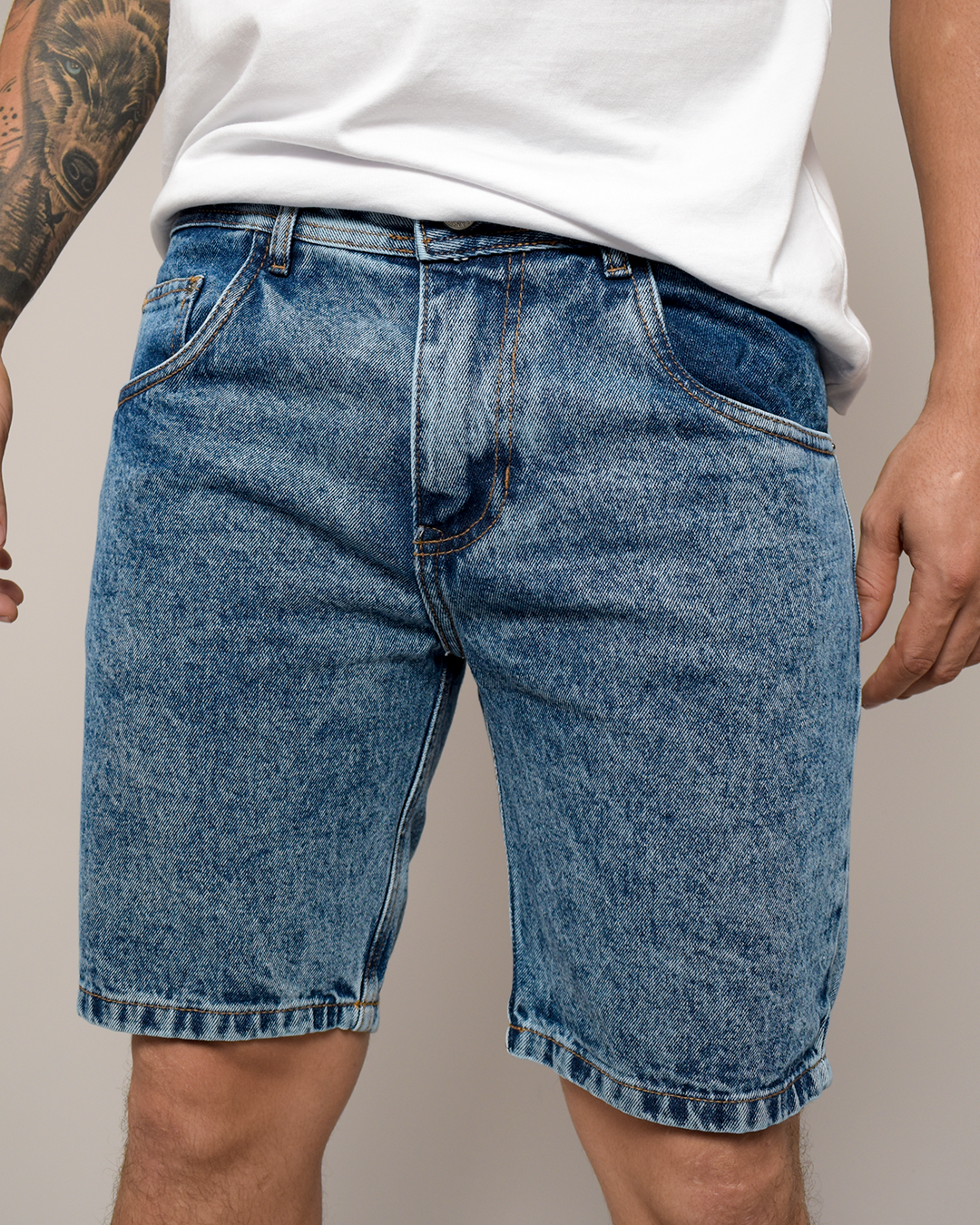 Bermuda De Caballero Rígida Azul Medio Clásica -DJB018