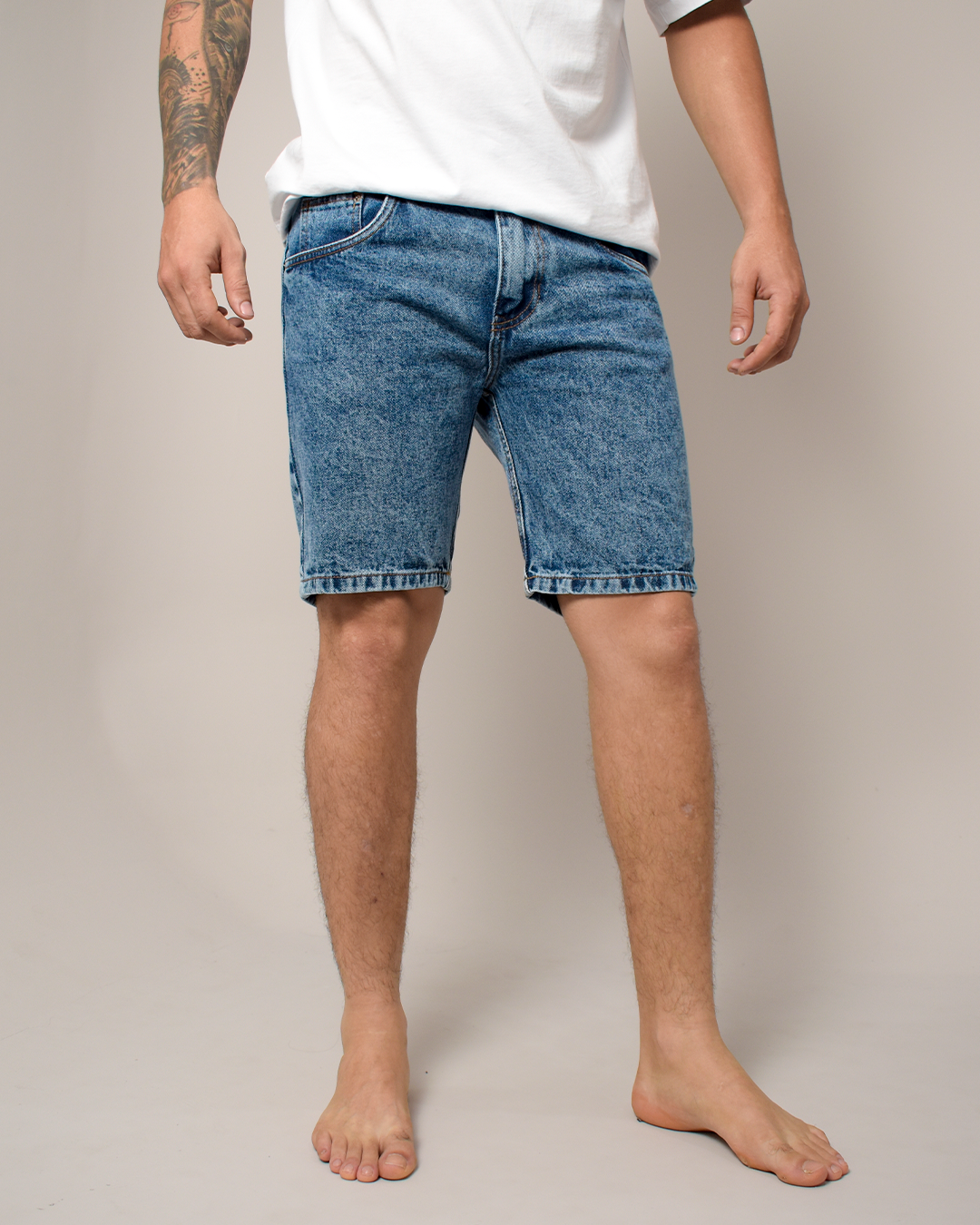 Bermuda De Caballero Rígida Azul Medio Clásica -DJB018