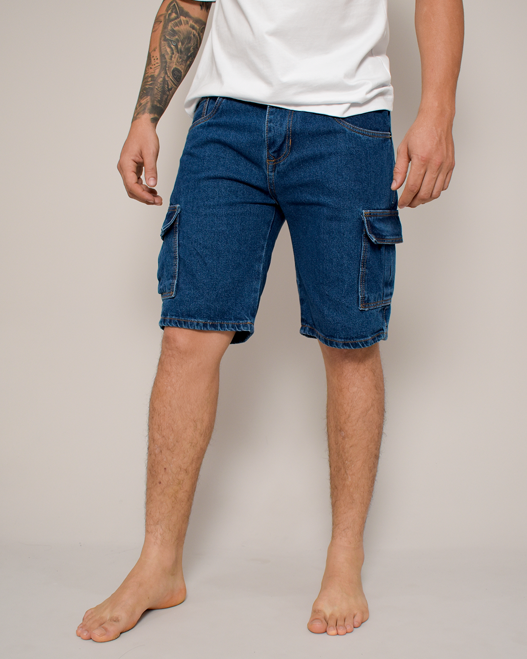 Bermuda De Caballero Cargo Rígida Azul Oscuro -DJB754
