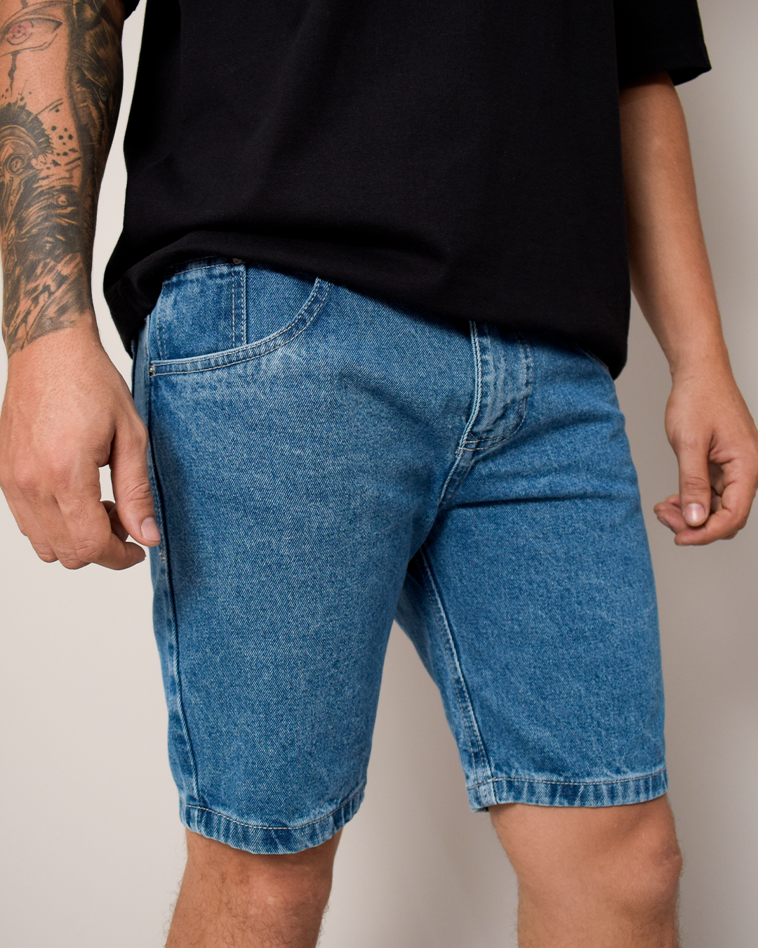 Bermuda De Caballero Rígida Azul Medio Clásica -DJB759