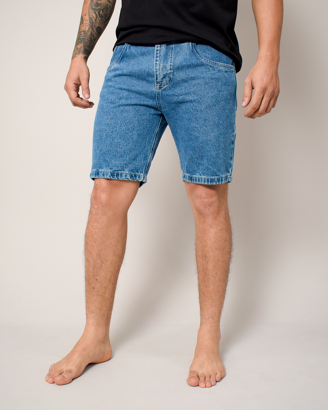 Bermuda De Caballero Rígida Azul Medio Clásica -DJB759