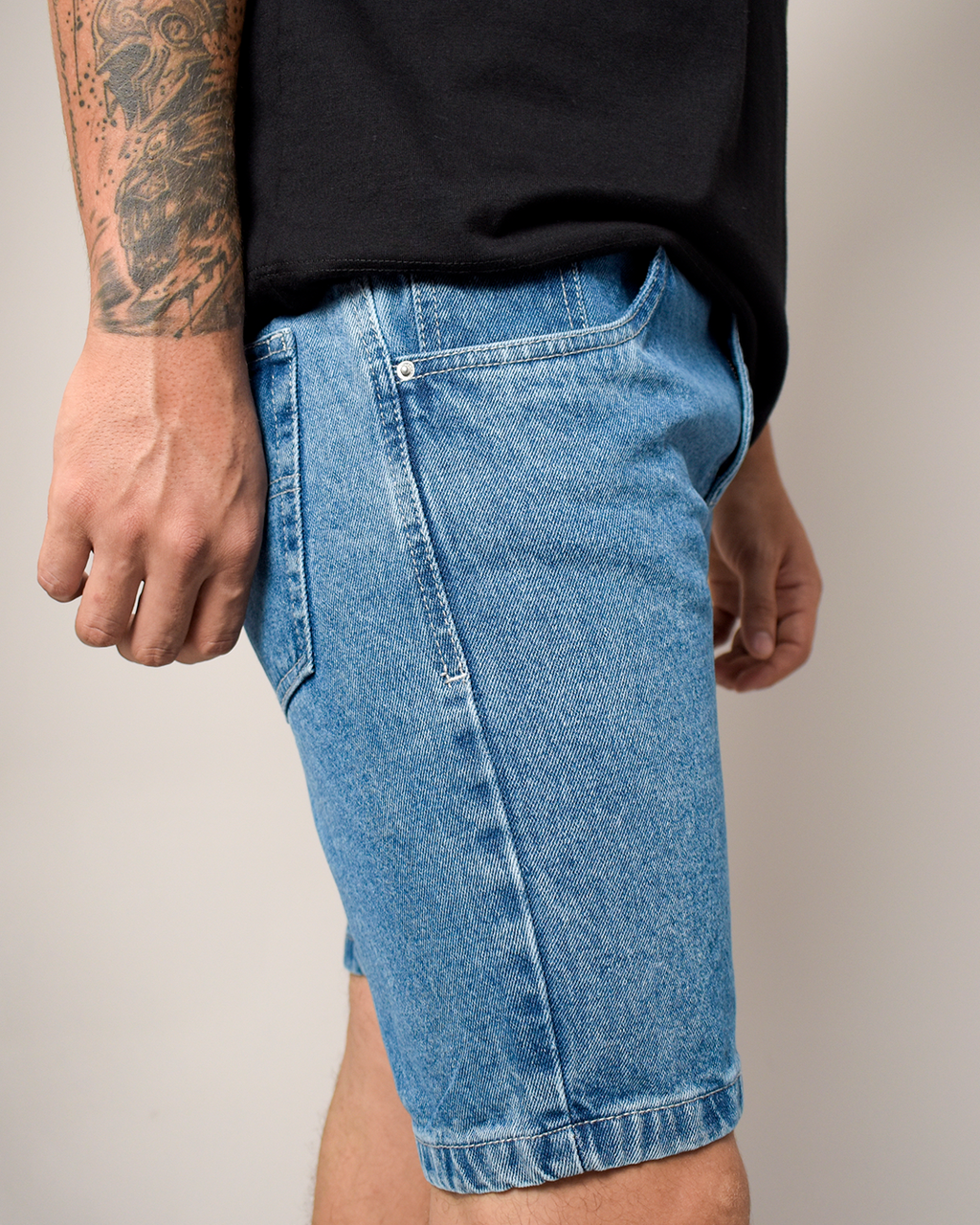 Bermuda De Caballero Rígida Azul Medio Clásica -DJB759