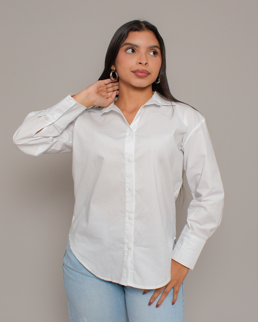 Camisa Blanca Manga Larga Clásica Básica -EHC111