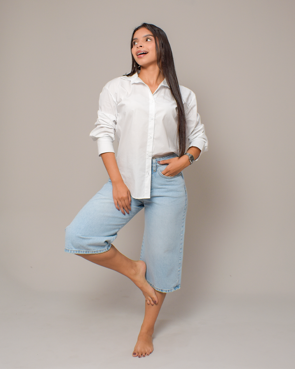 Camisa Blanca Manga Larga Clásica Básica -EHC111