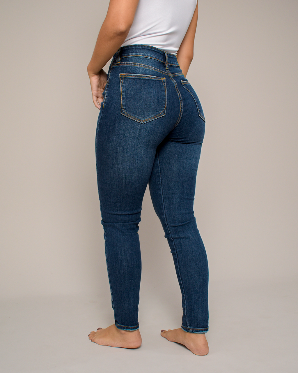 Jean Skinny Tiro Alto Stretch Azul Oscuro -INN1430