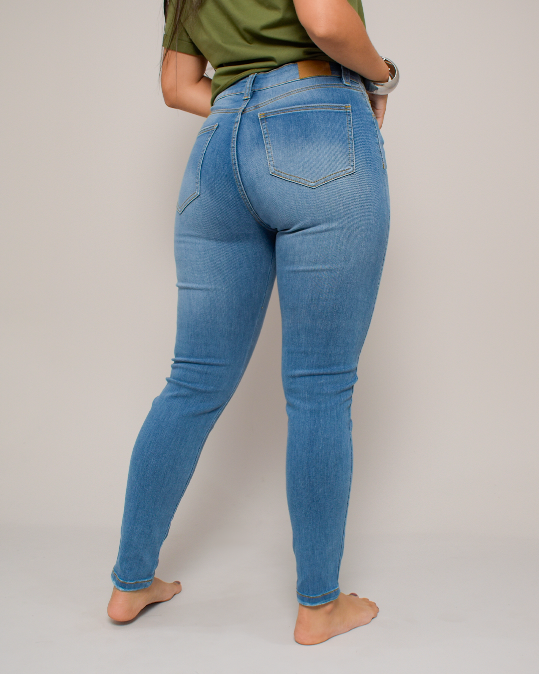 Jean Skinny Tiro Alto Stretch Azul Medio -INN1433