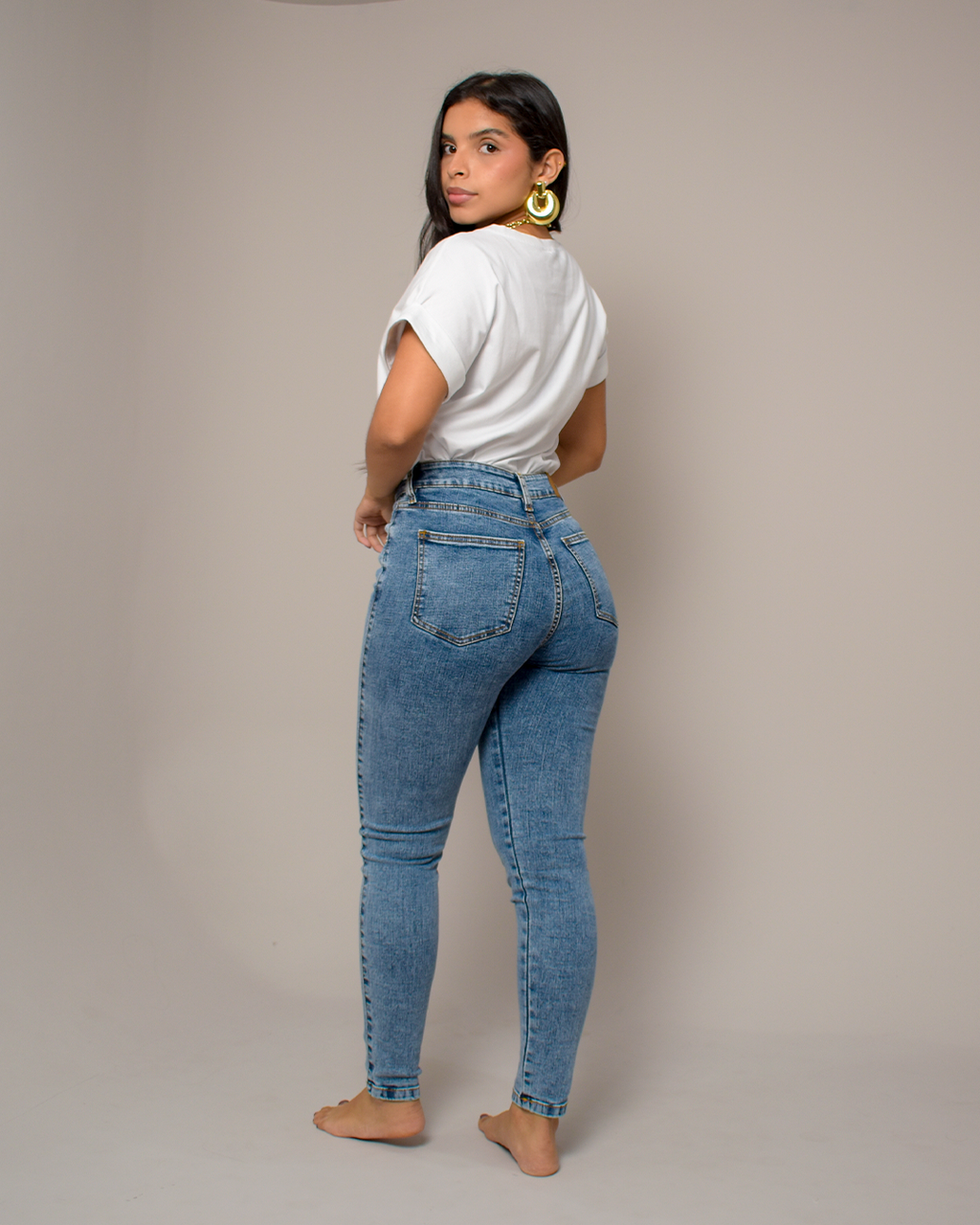 Jean Skinny Tiro Alto Stretch Azul Claro -INN1448
