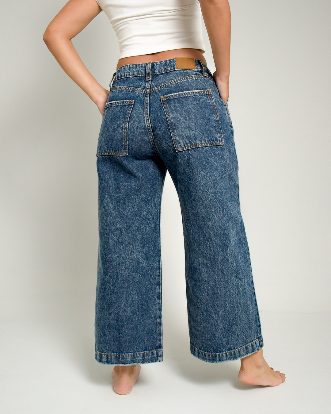 Jean Culotte Rígido Azul Medio Acid Wash -INN20076