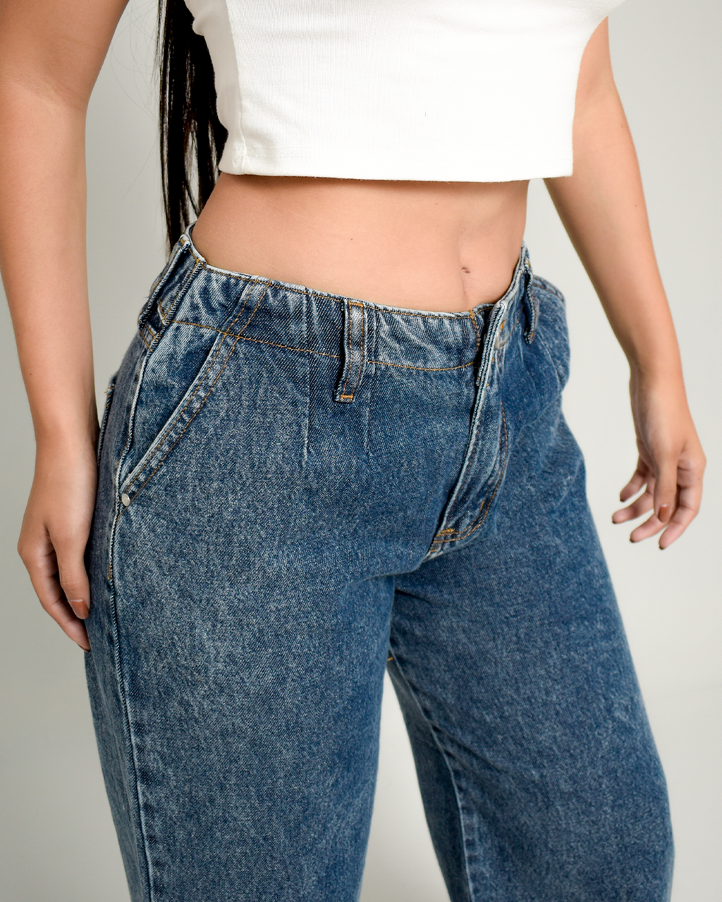 Jean Culotte Rígido Azul Medio Acid Wash -INN20076