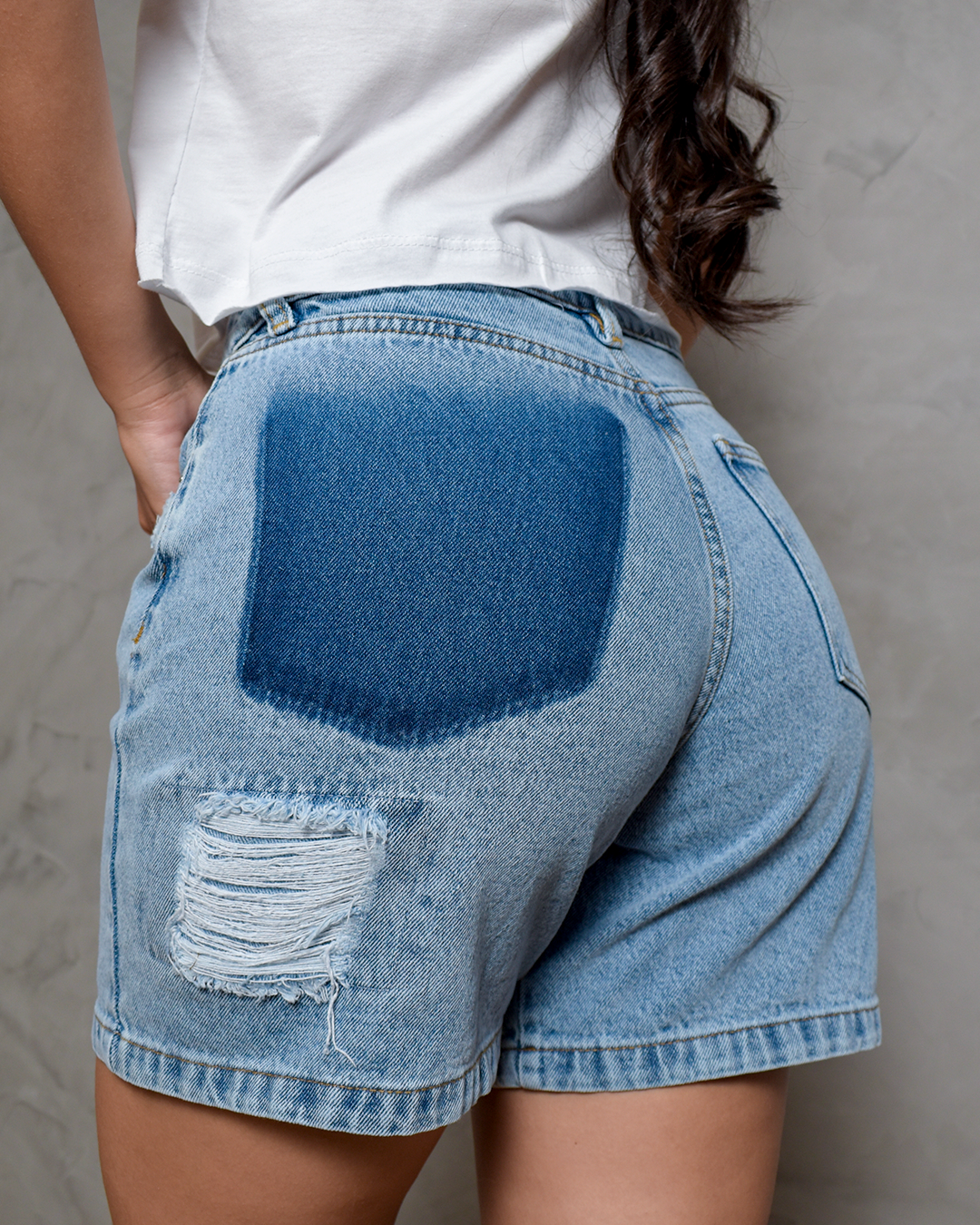 Short Rígido Azul Claro Rotos -INN5670