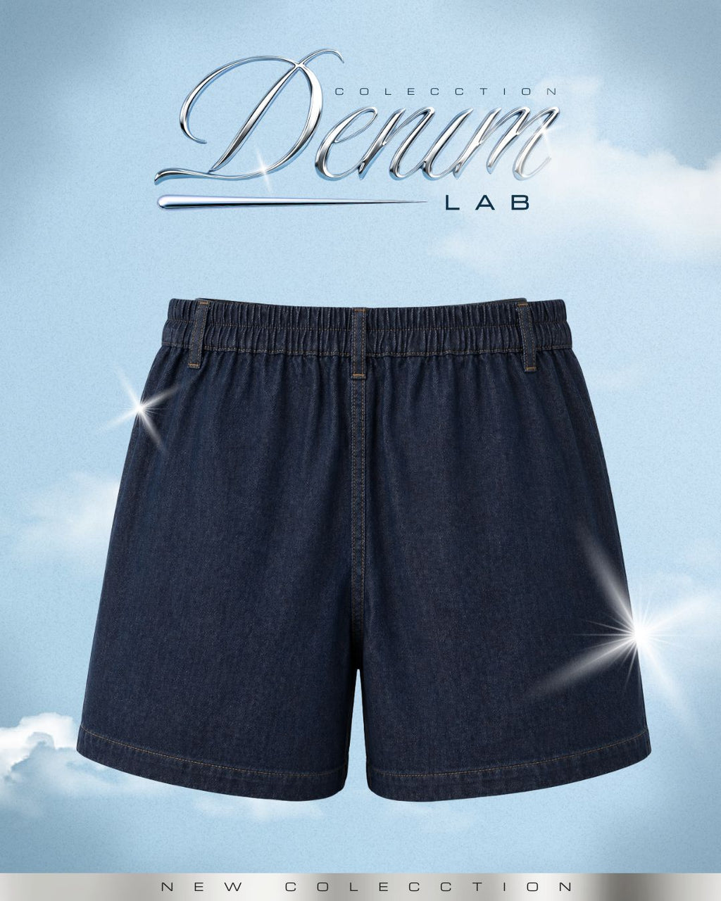 Short Denim Tiro Alto Azul Oscuro Bolsillos -N-05