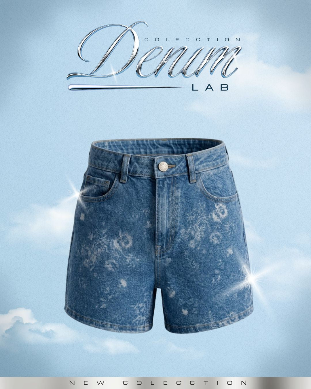 Short Rígido Tiro Alto Azul Medio Láser -INN5688