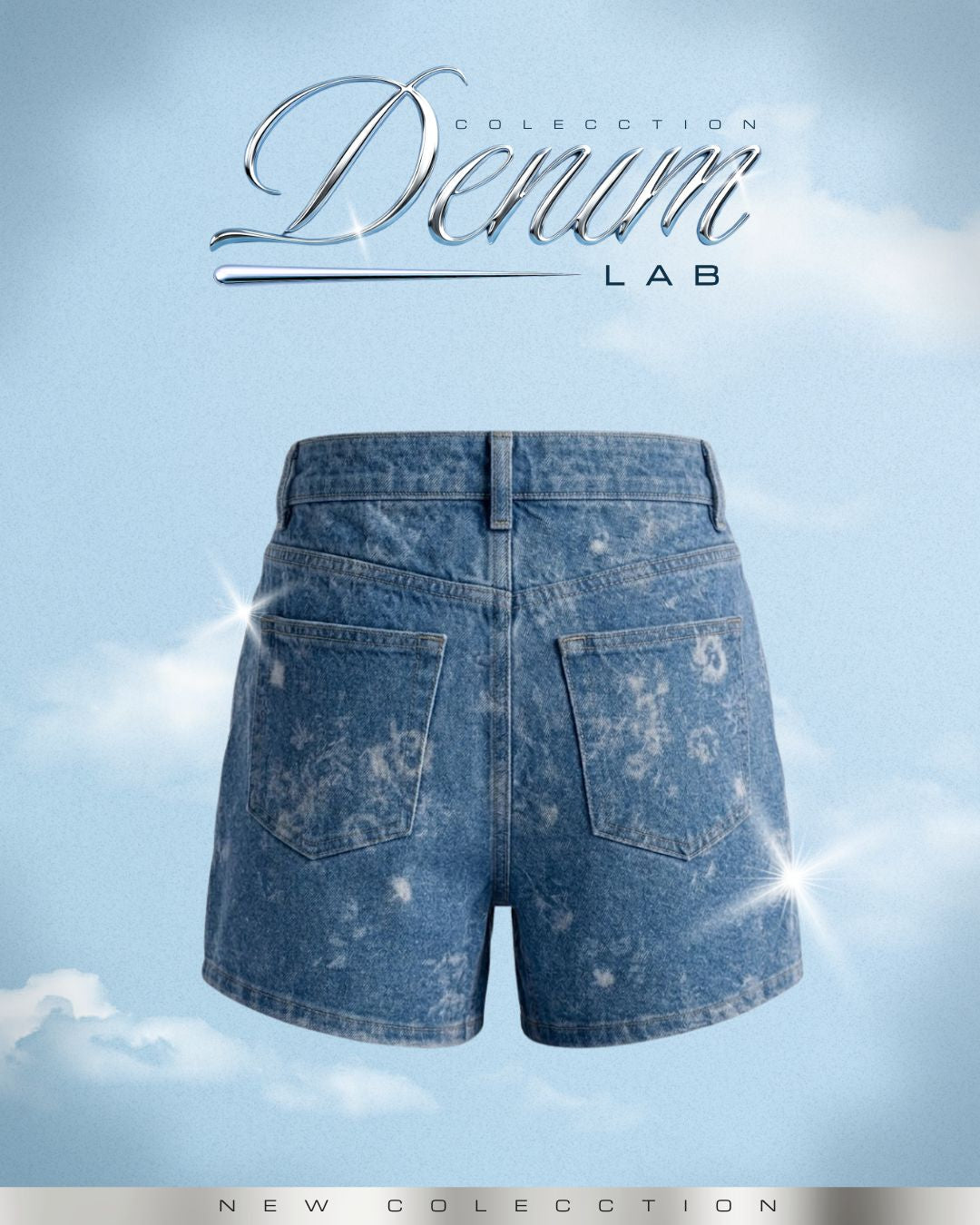 Short Rígido Tiro Alto Azul Medio Láser -INN5688