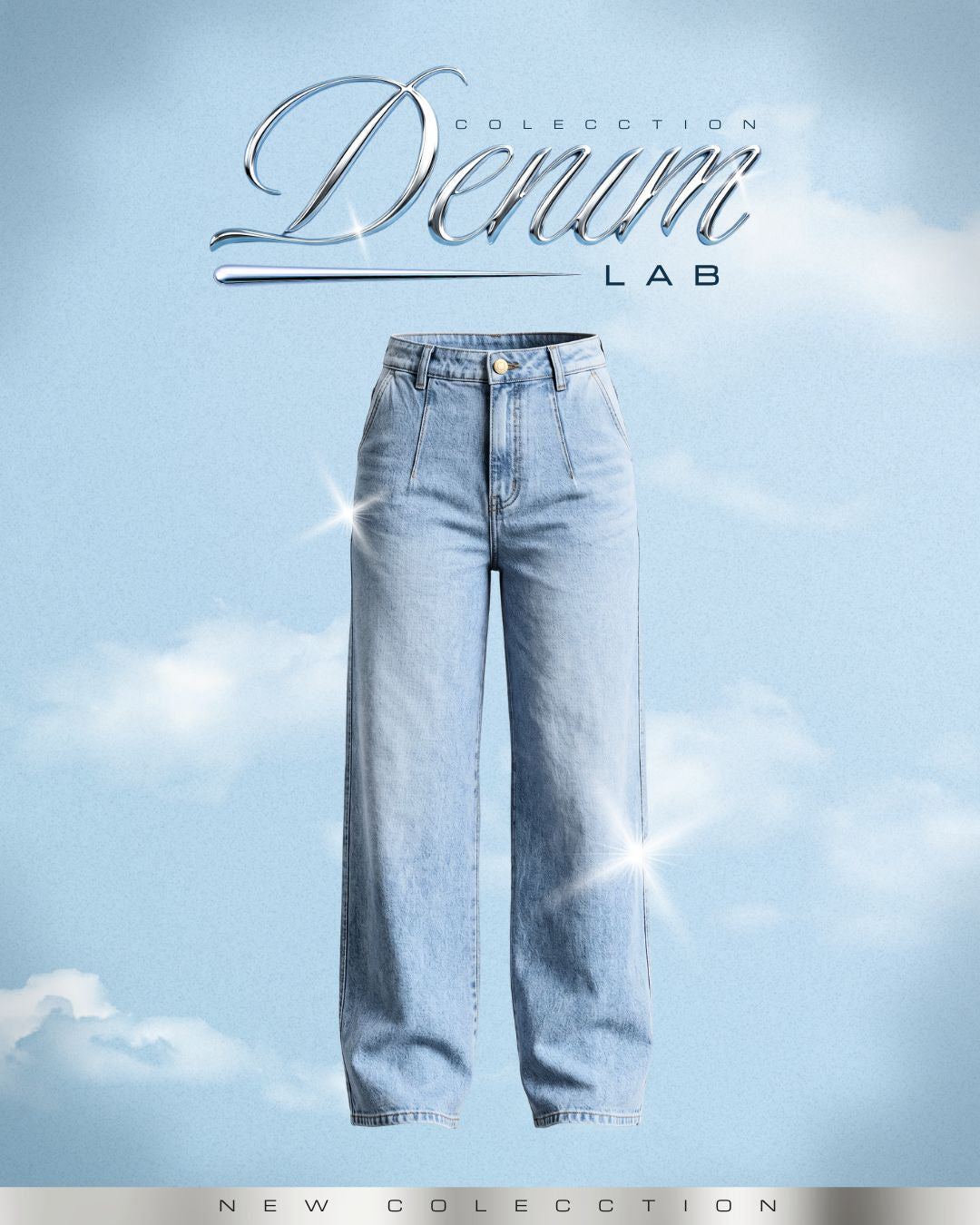 Jean Bota Recta Rígido Azul Claro Clásico -INN8484