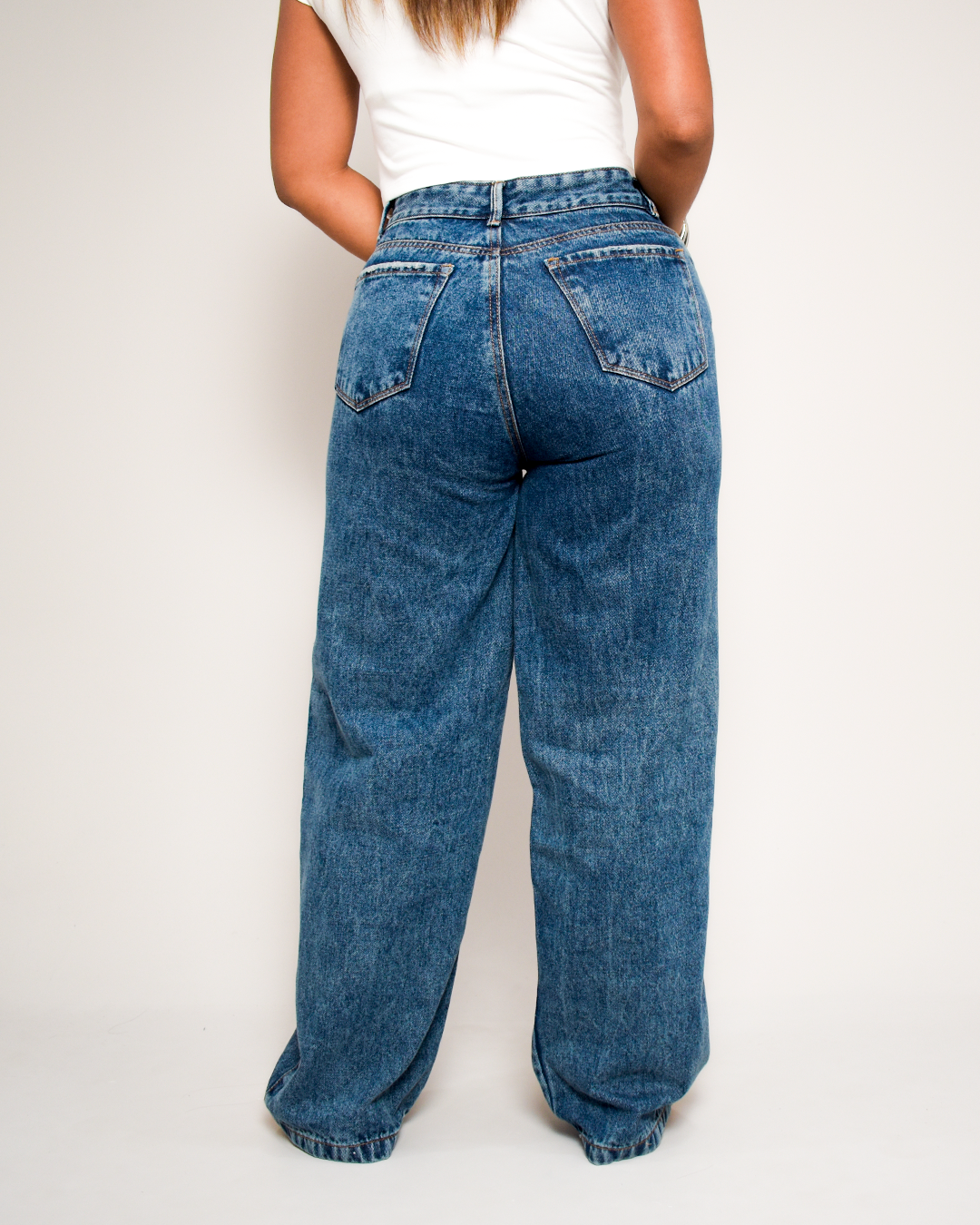 Jean Bota Recta  Rígido Azul Medio Rotos -J109-6