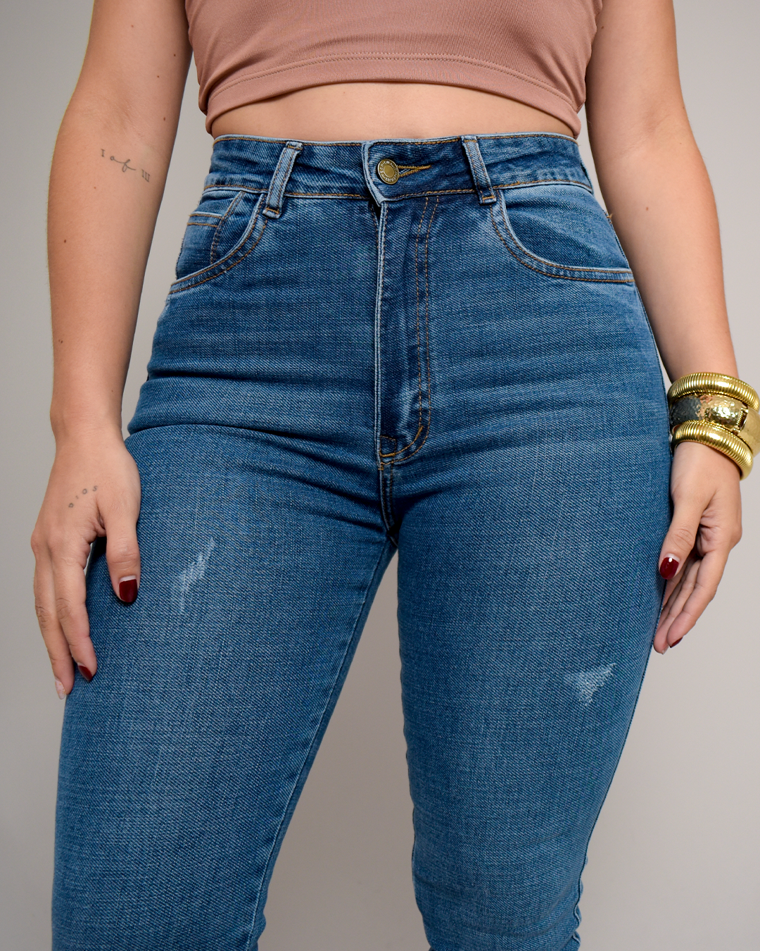 Jean Skinny Stretch Azul Medio Tiro Alto -PD0040