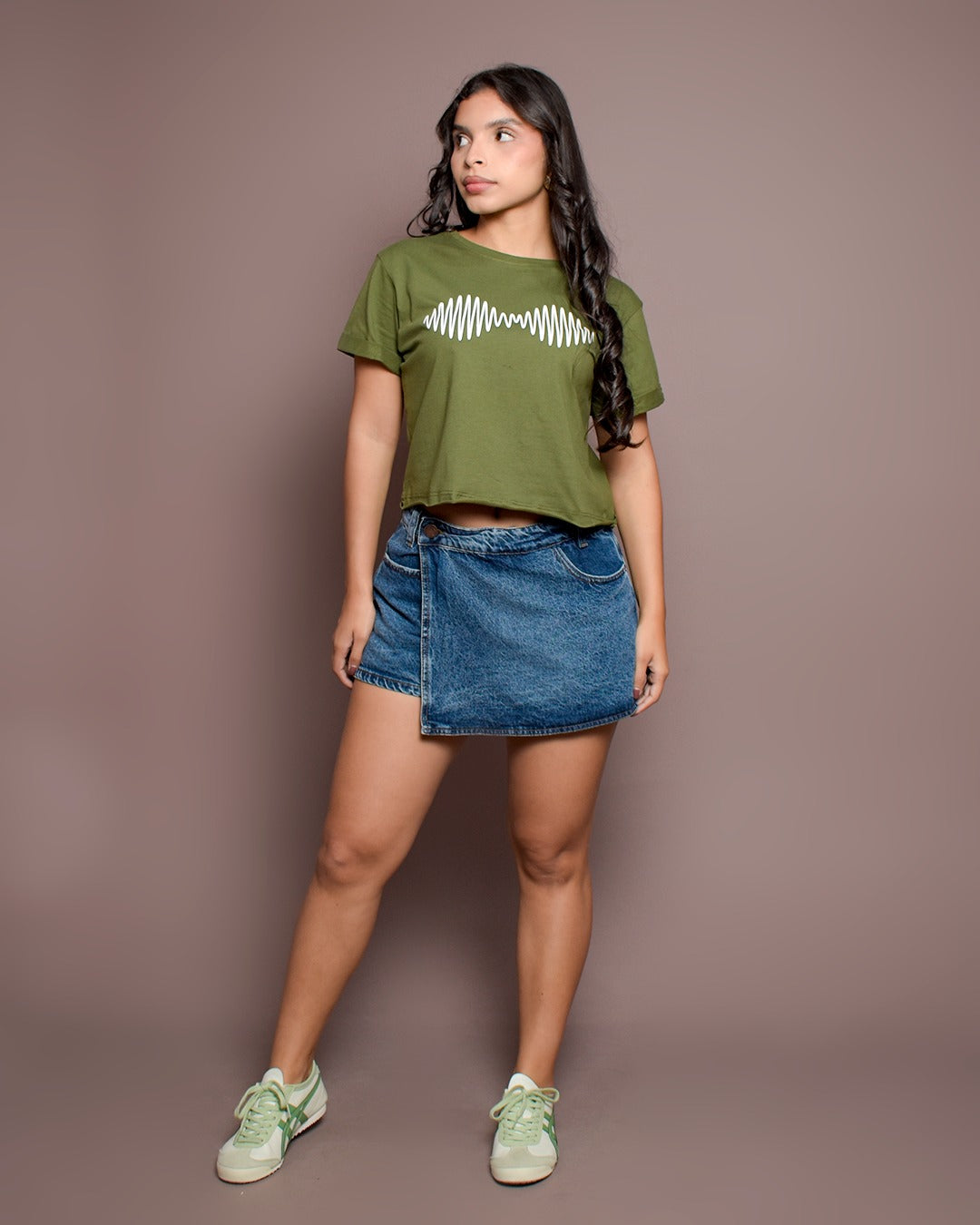 Falda Short Rígida Tiro Alto Azul Medio -INN50148