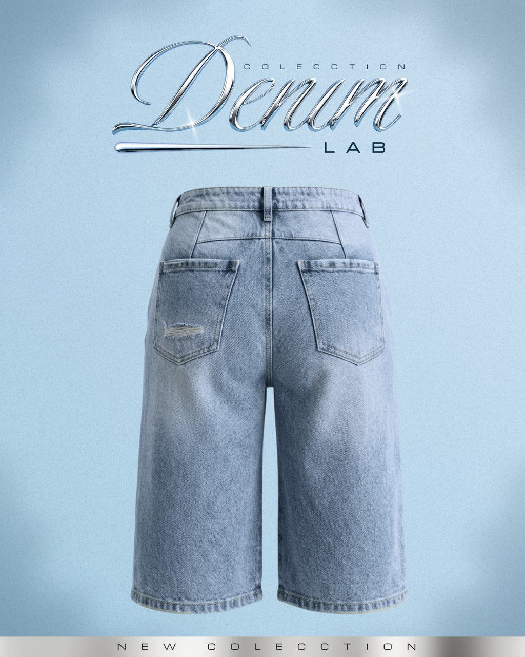 Bermuda Rígida Azul Claro Rotos -INN5676