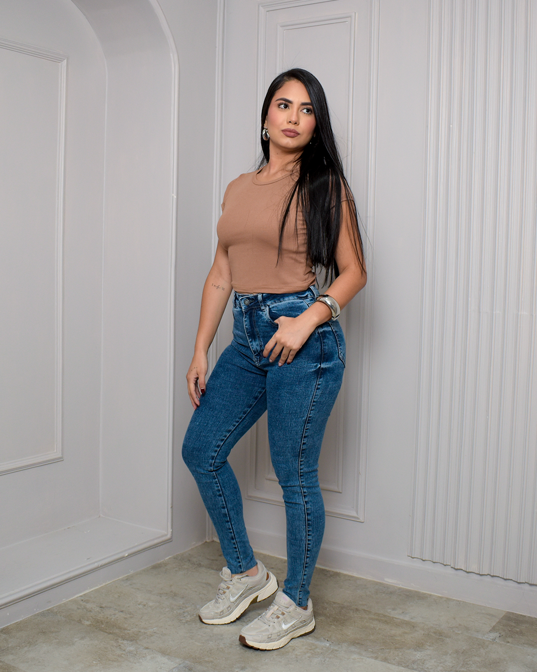 Jean Skinny Stretch Azul Medio Clásico -PD0038