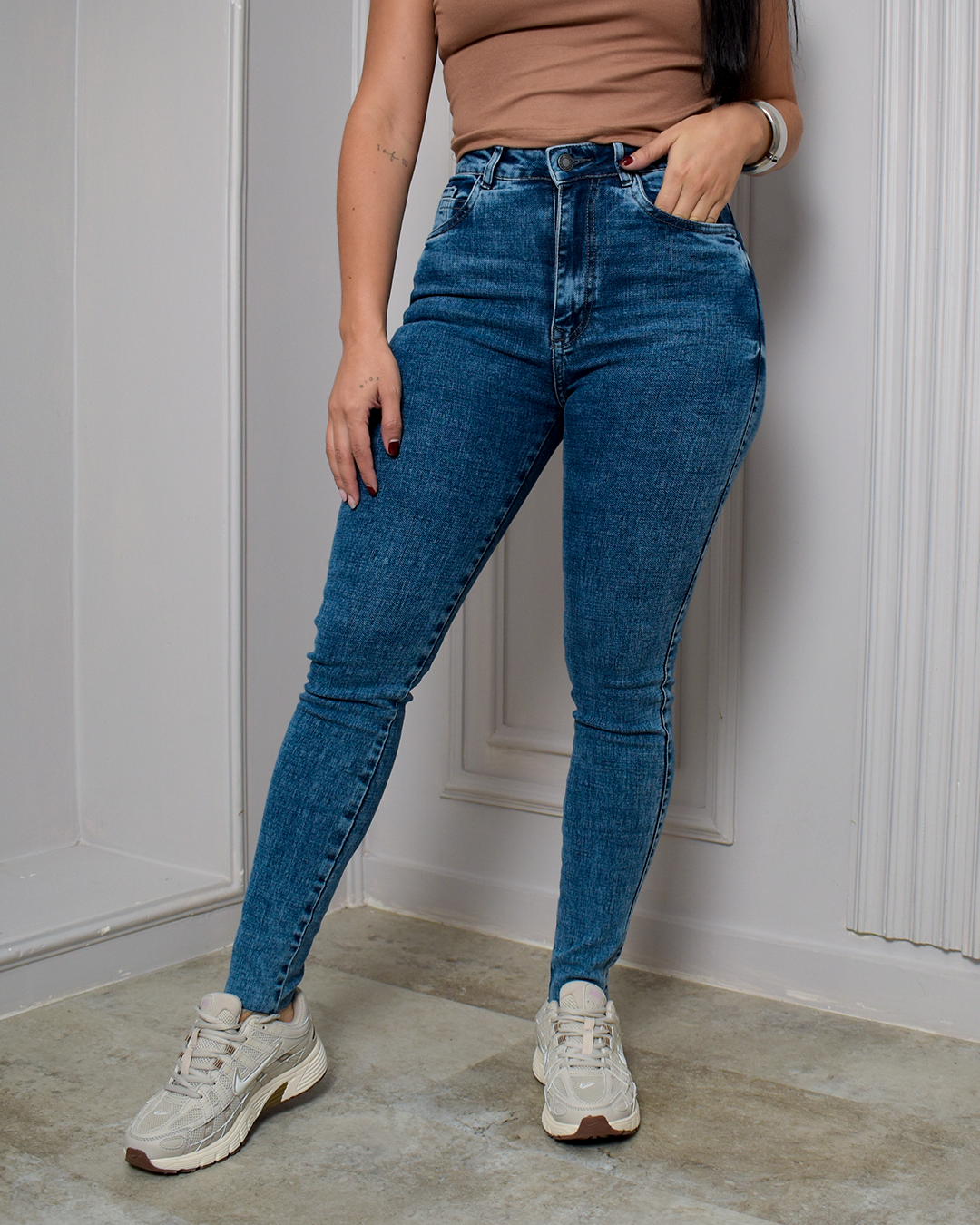 Jean Skinny Stretch Azul Medio Clásico -PD0038