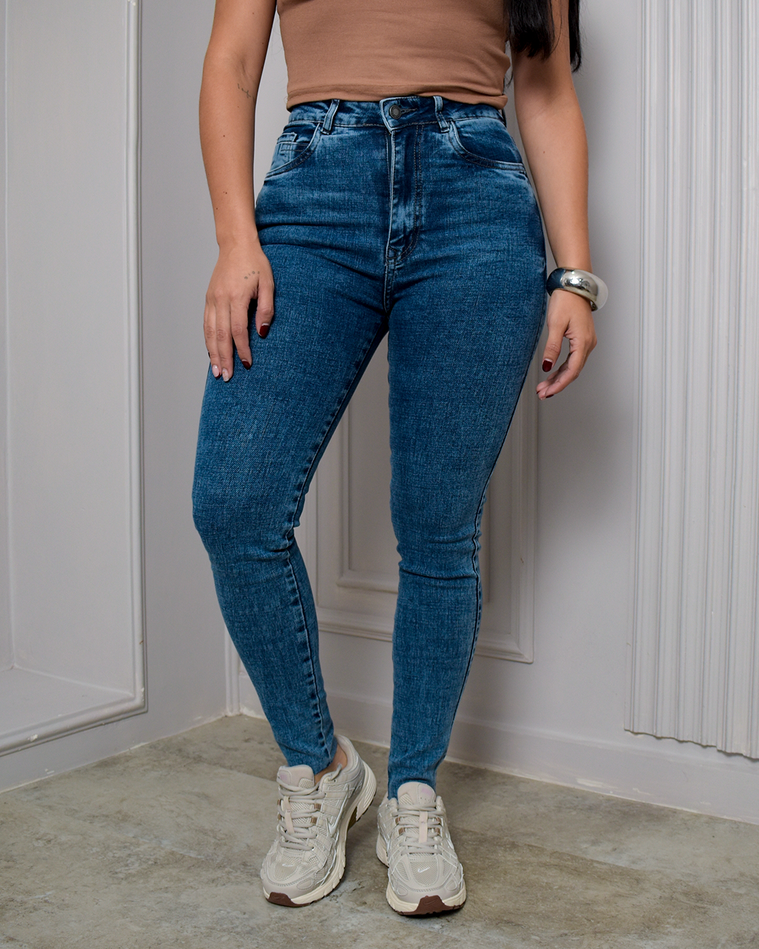 Jean Skinny Stretch Azul Medio Clásico -PD0038