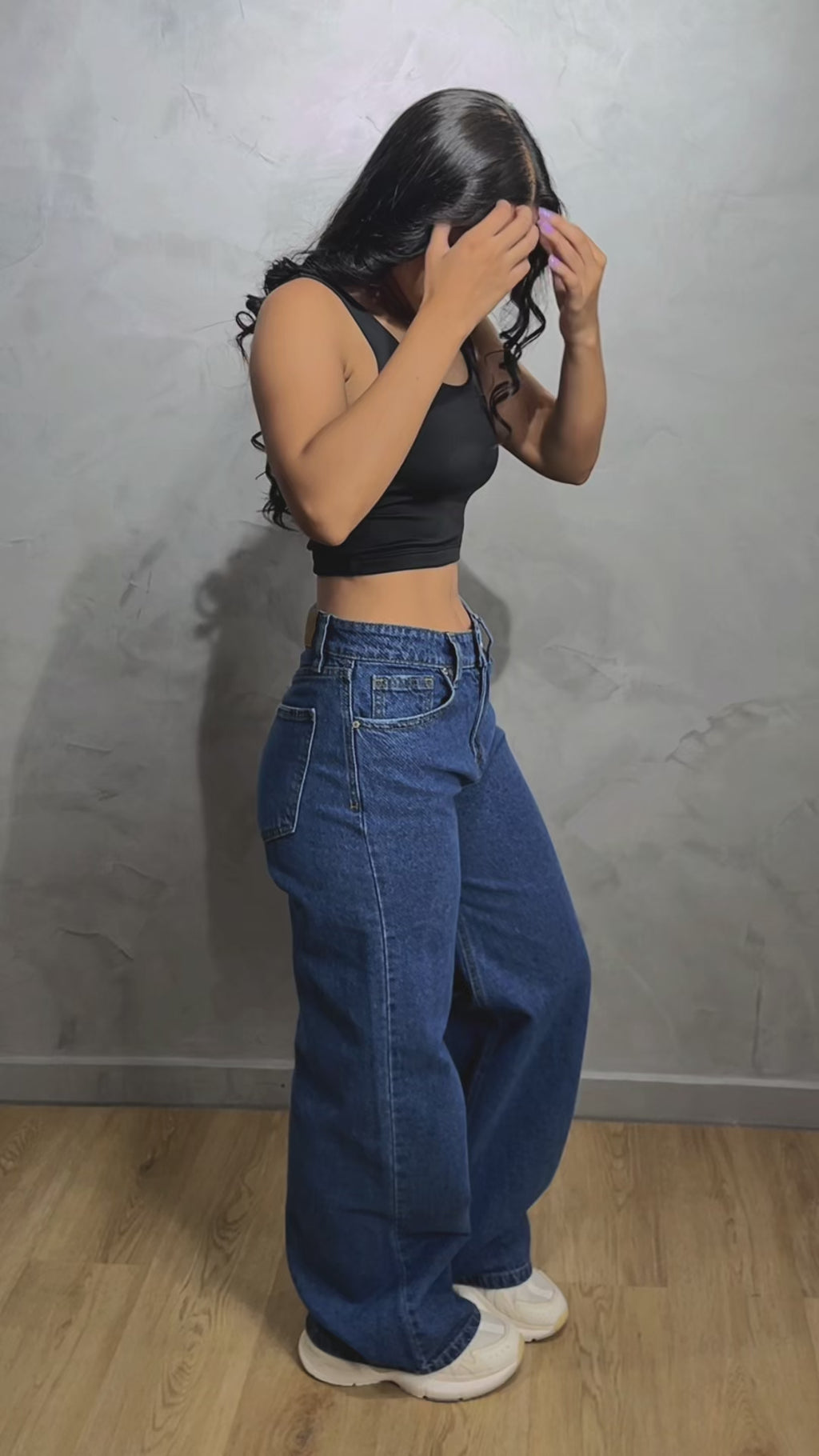 Jean Wide Leg Rígido Azul Medio -INN8580