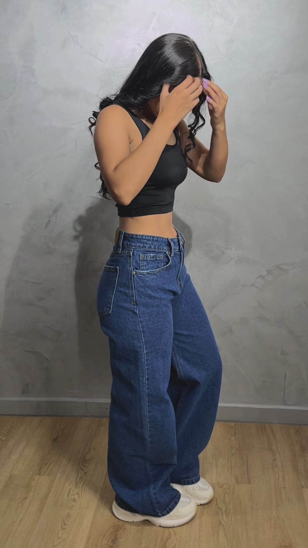 Jean Wide Leg Rígido Azul Medio -INN8580